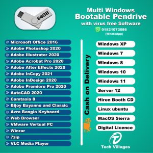 Multi Windows Bootable Pendrive 64 GB