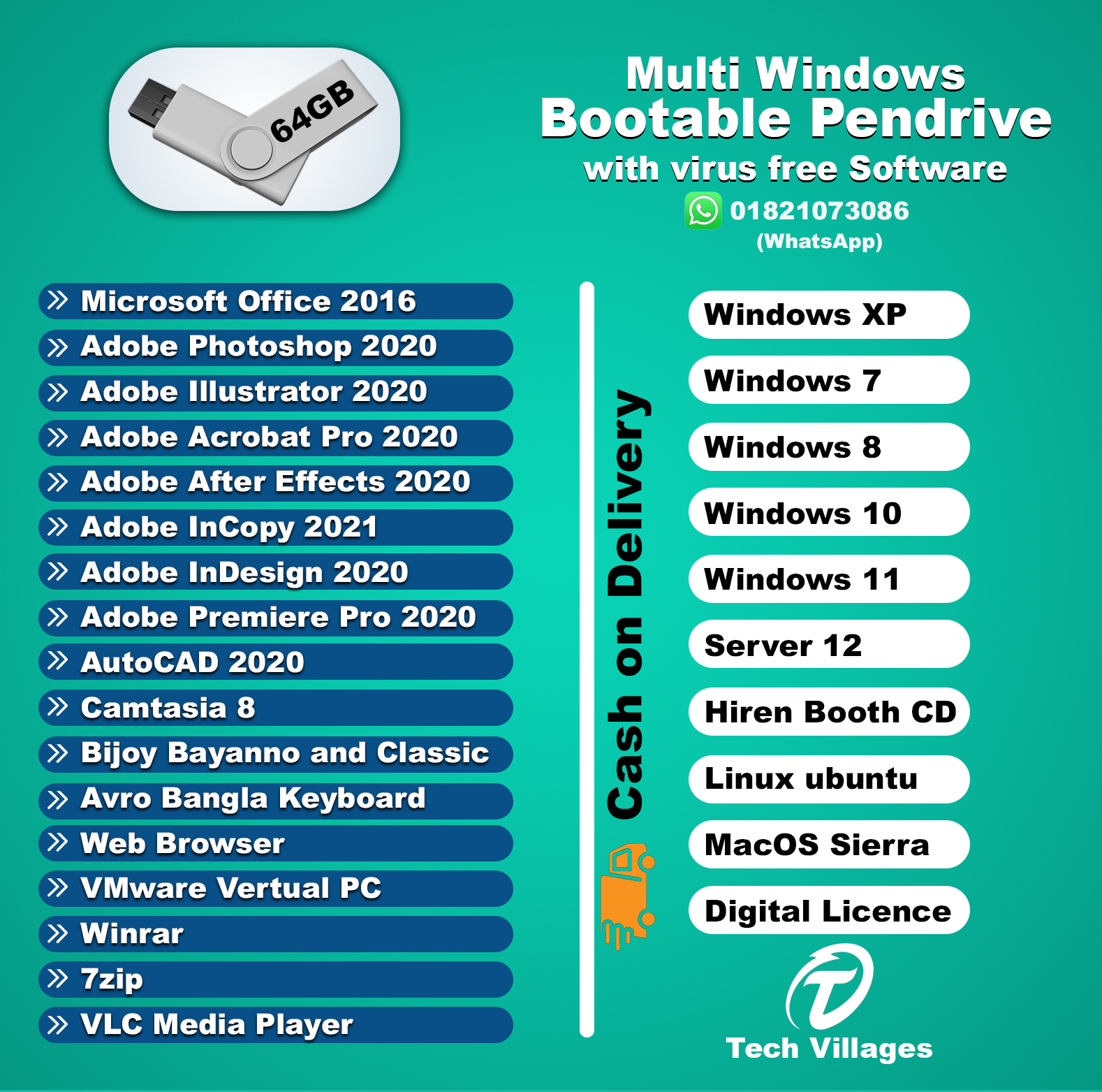 Multi Windows Bootable Pendrive 64 GB